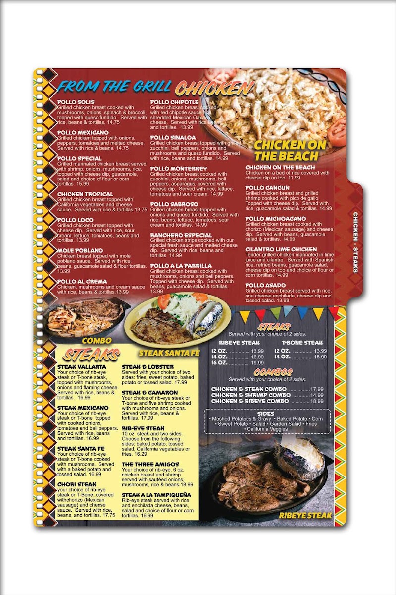 Guadalajara Mexican Restaurant - Mt Carmel menu board