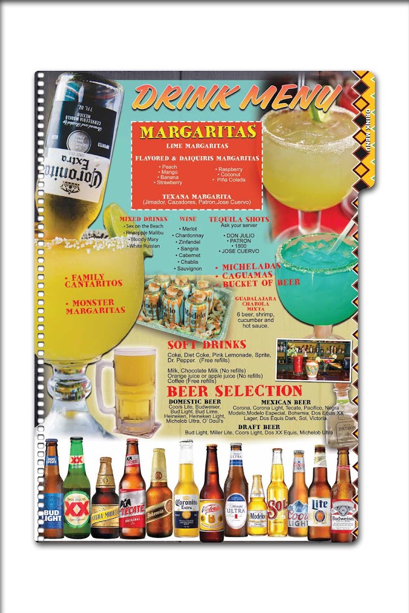 Guadalajara Mexican Restaurant - Mt Carmel menu board