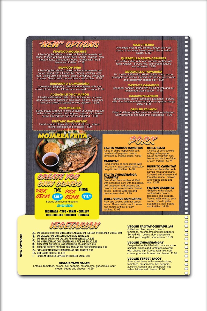 Guadalajara Mexican Restaurant - Mt Carmel menu board