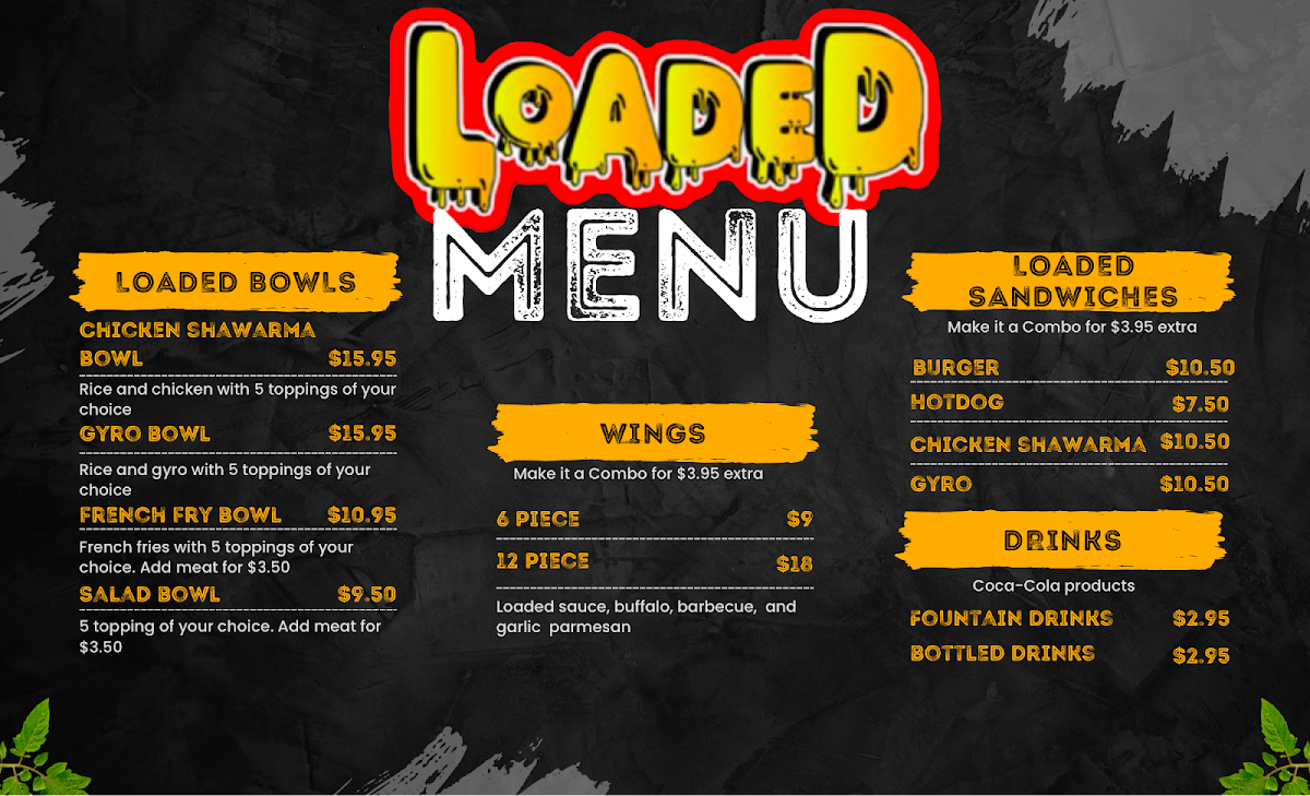 Loaded menu board