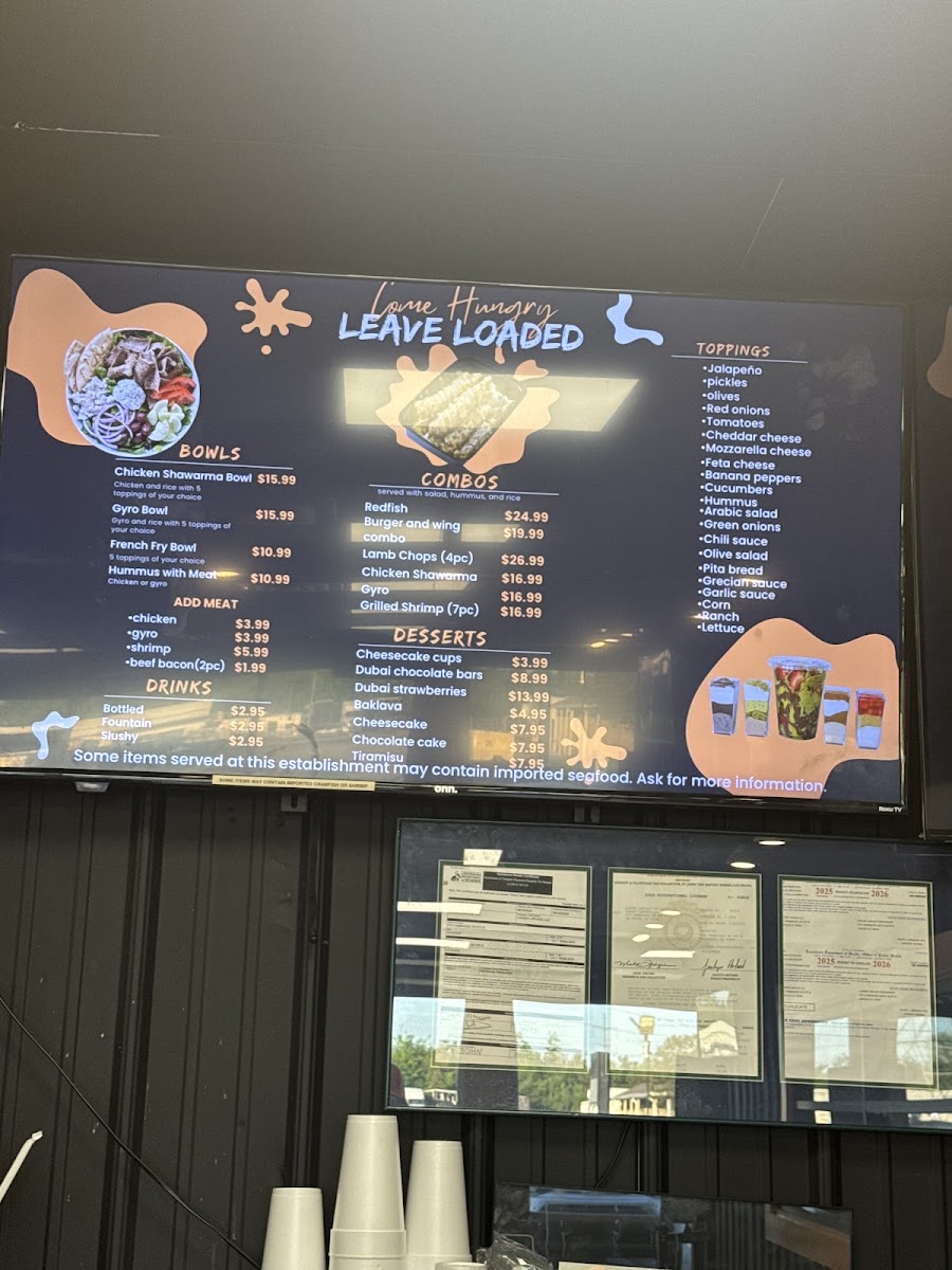 Loaded menu board