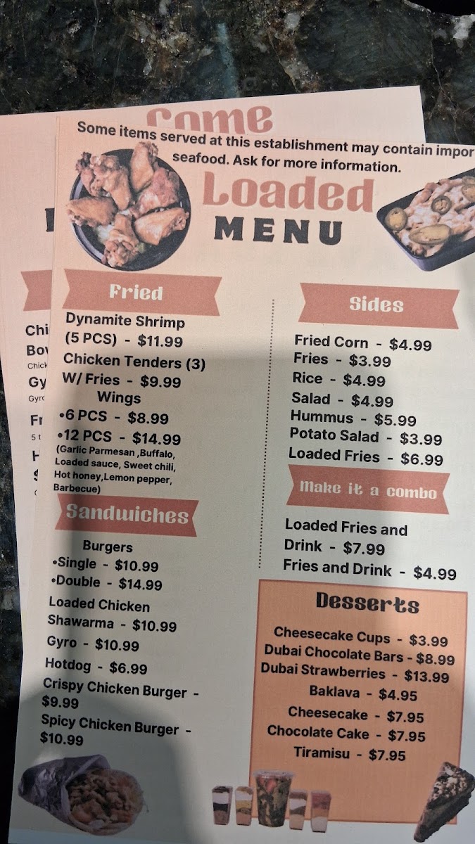 Loaded menu board