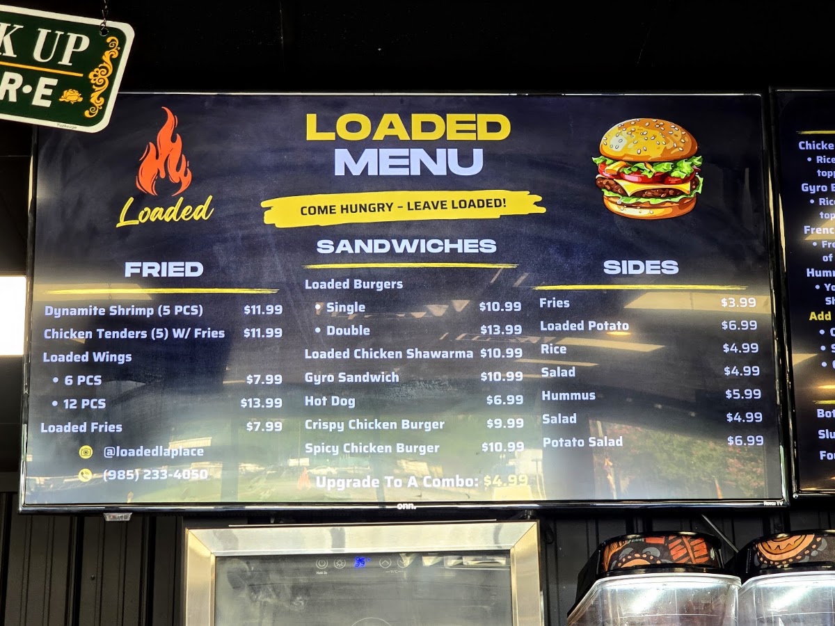 Loaded menu board