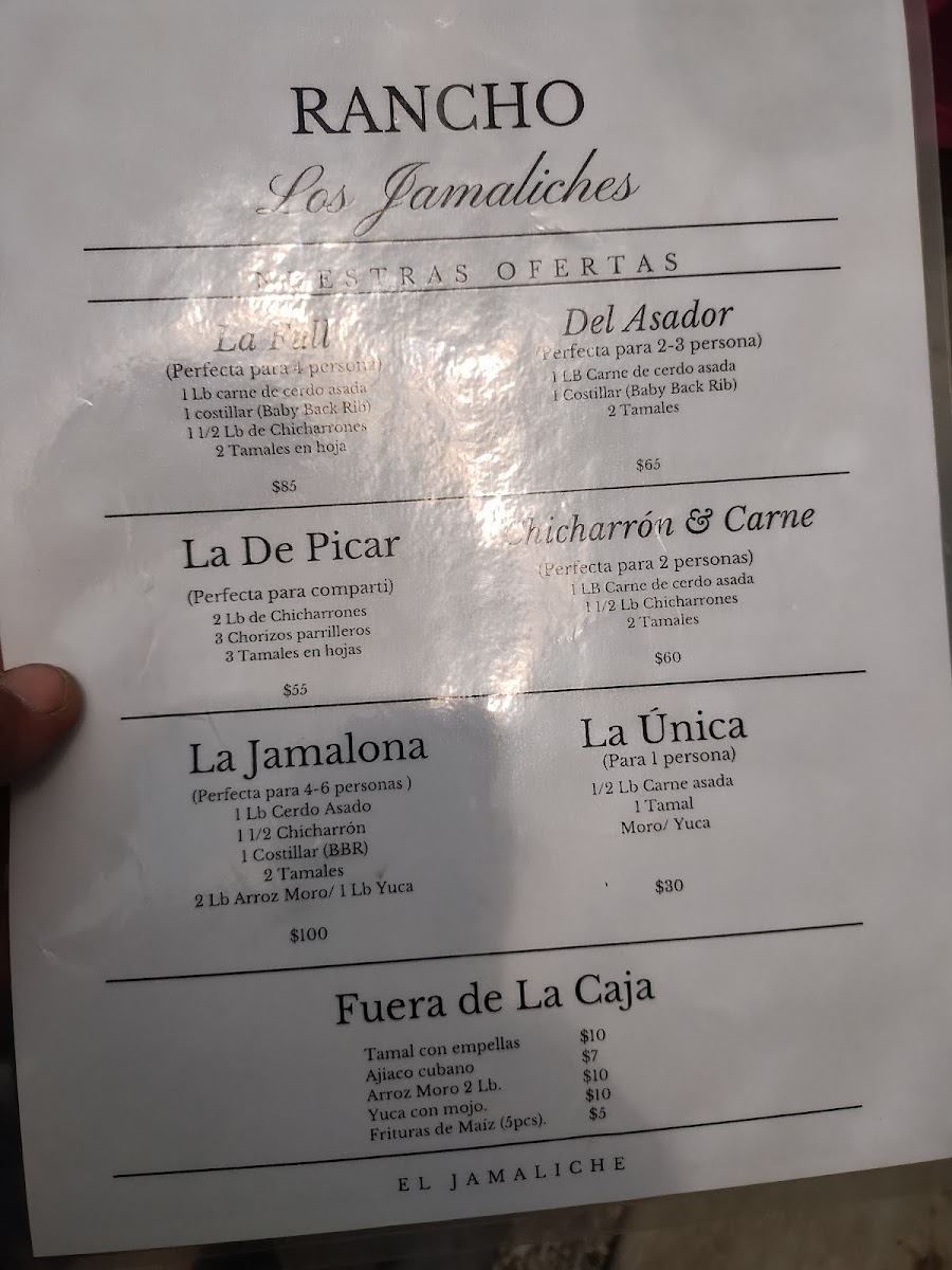Rancho Los Jamaliches menu board