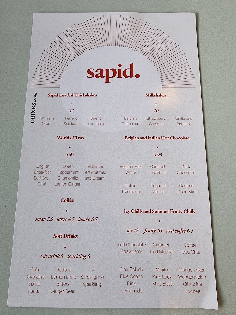 Sapid Sydney menu board