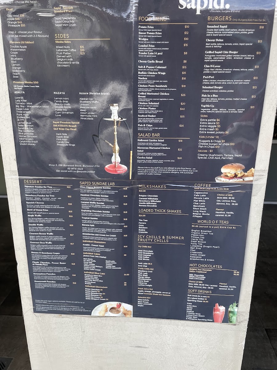 Sapid Sydney menu board