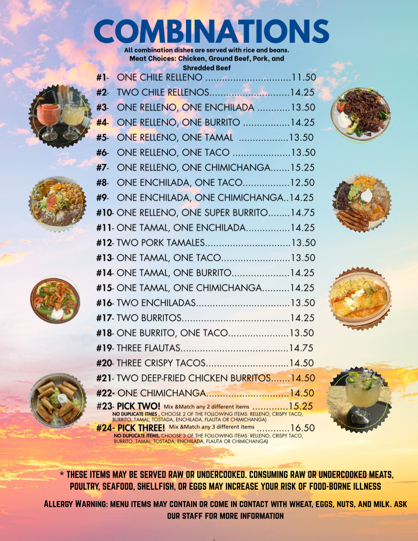 La Familia Mexican Restaurant menu board