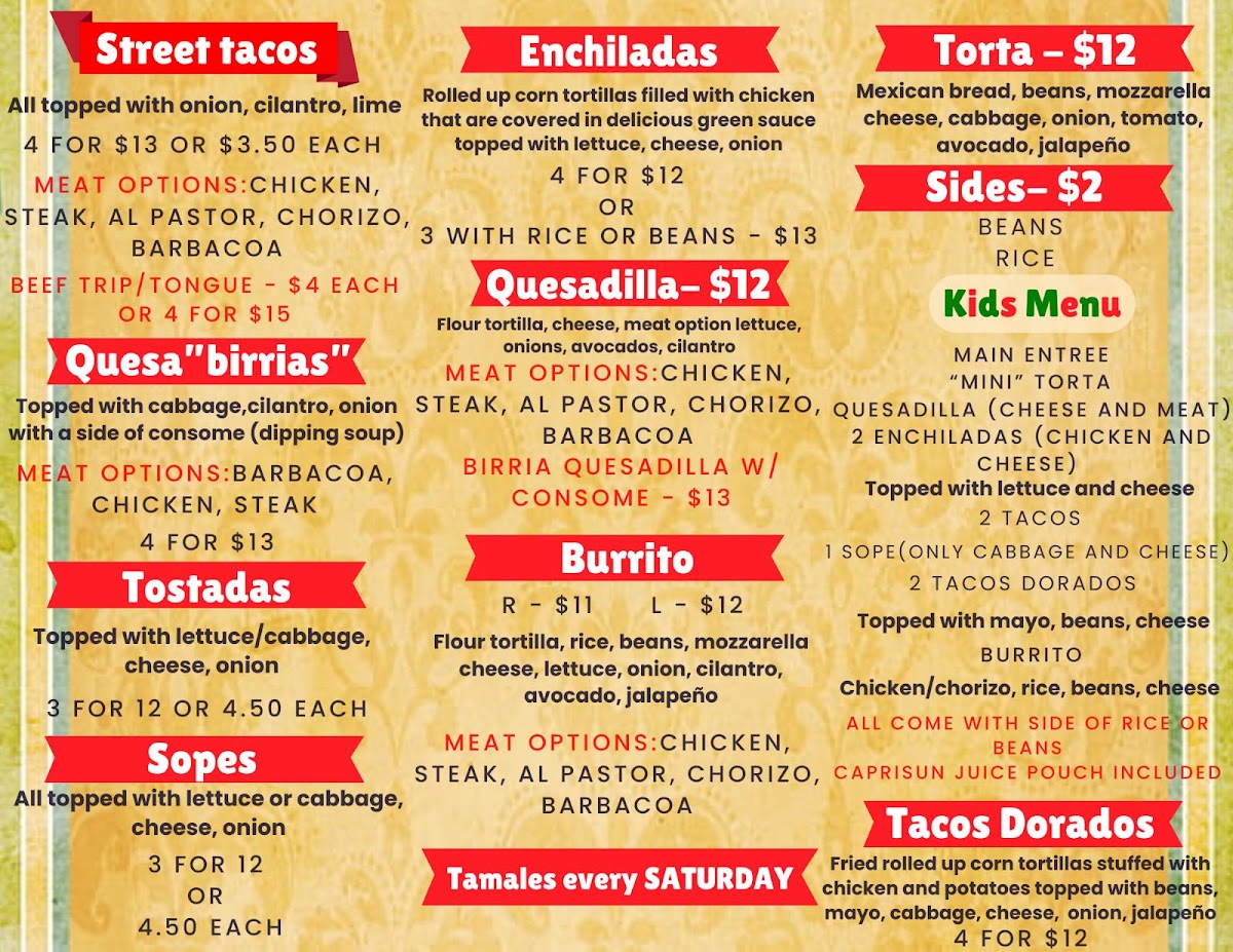 La Oaxaqueña Mexican Food LLC menu board