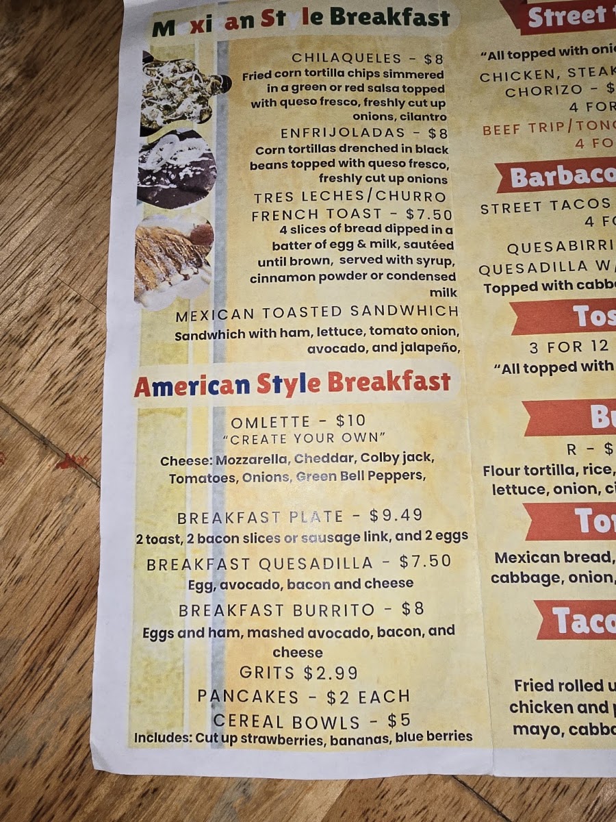 La Oaxaqueña Mexican Food LLC menu board