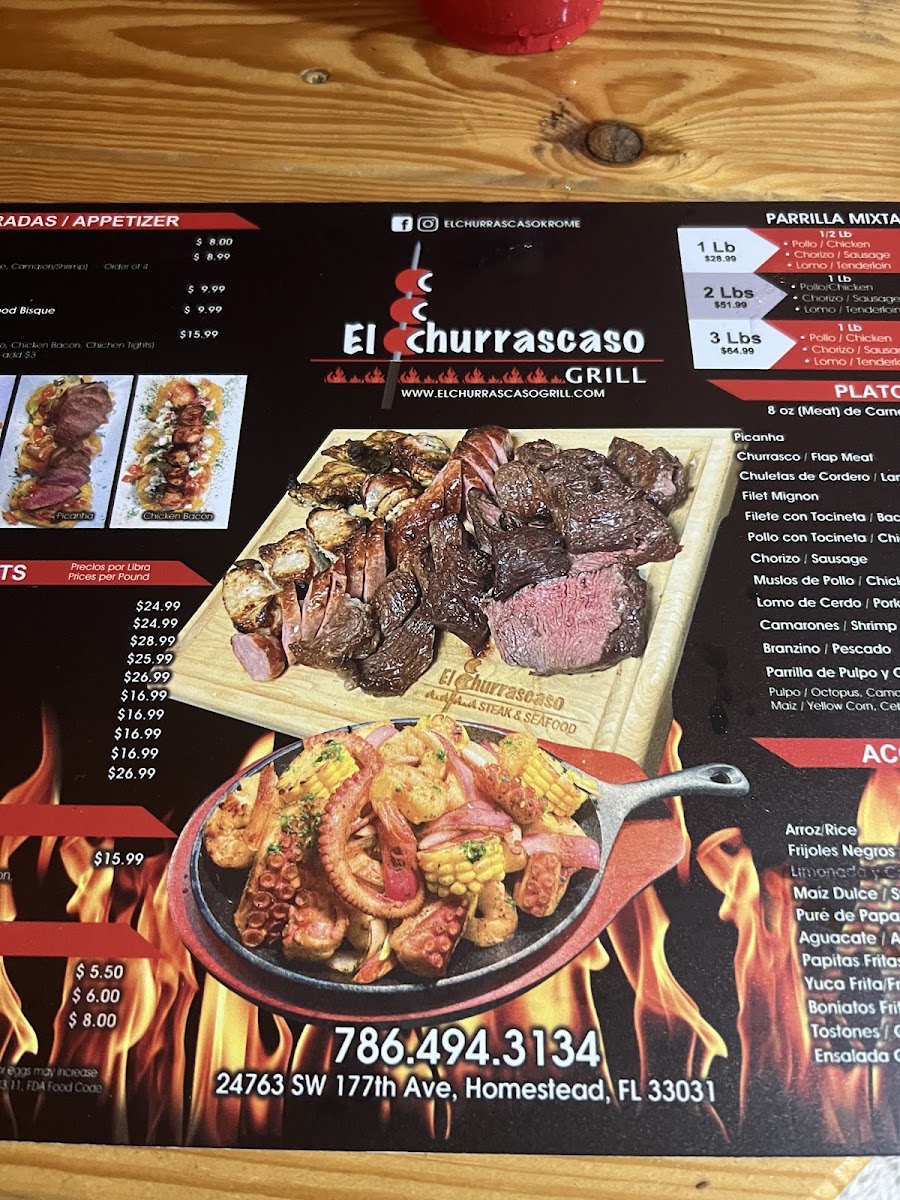 Vaca Grill menu board