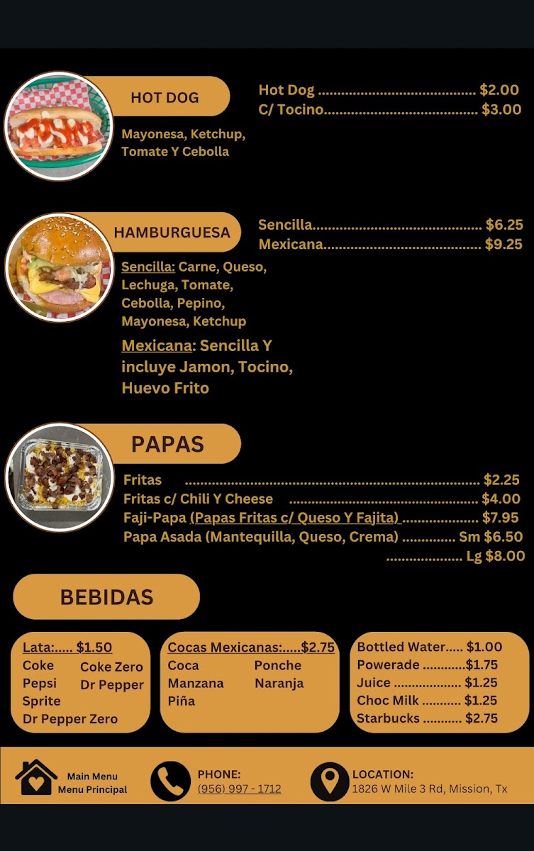 Tortillería La Mazorca menu board