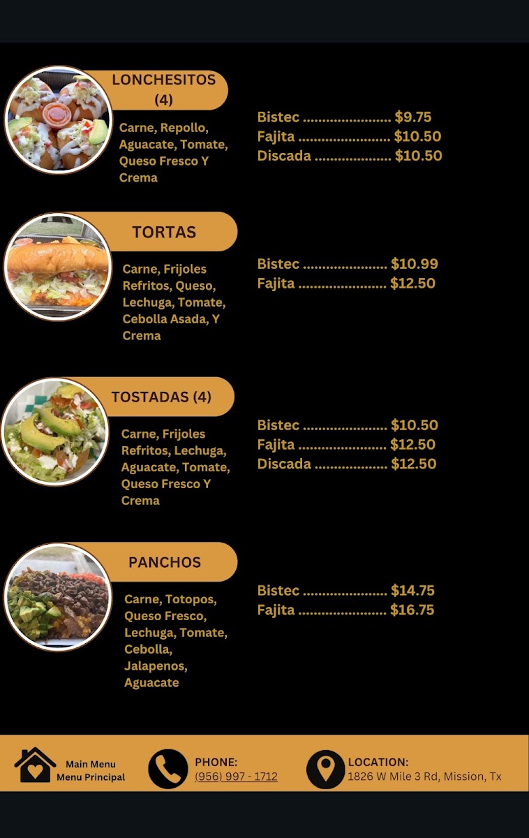 Tortillería La Mazorca menu board