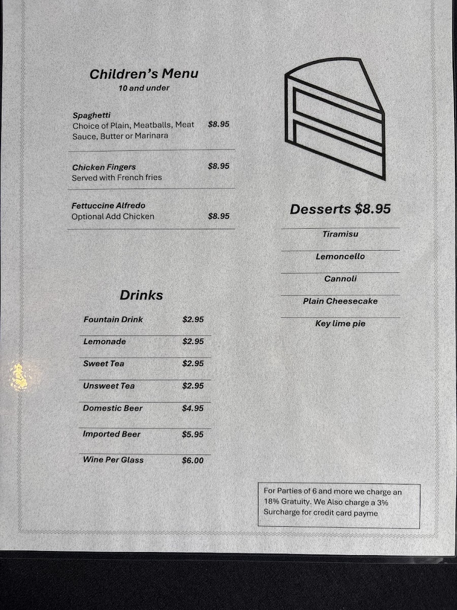 Nona's | Italian Restaurant menu board