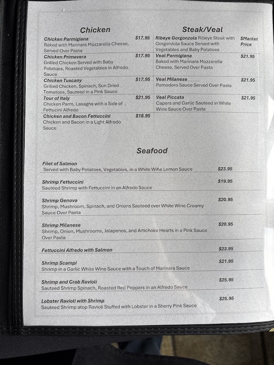Nona's | Italian Restaurant menu board