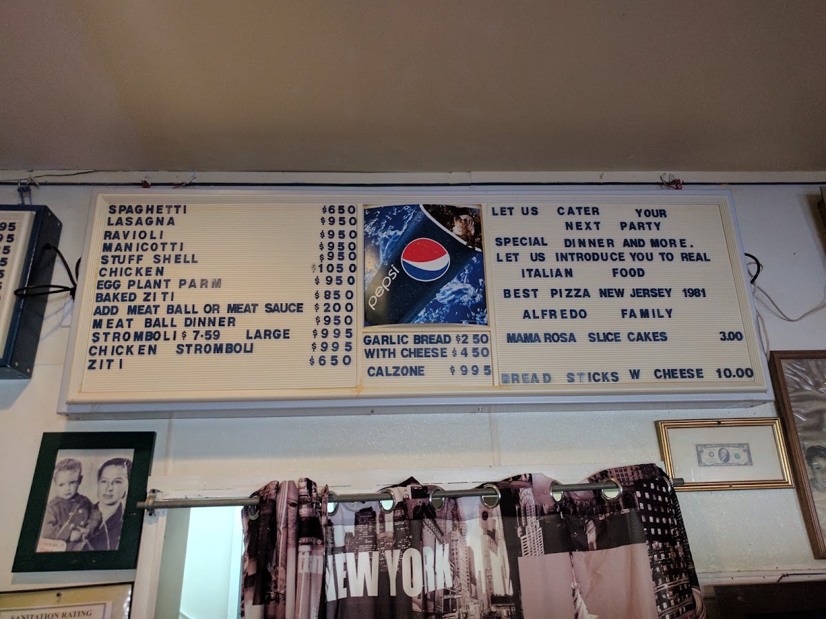 Little Italy Pizza menu board