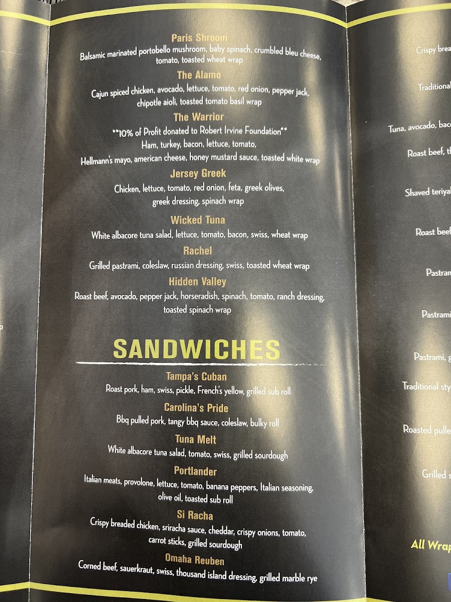 Wrap City Sandwich Co. menu board