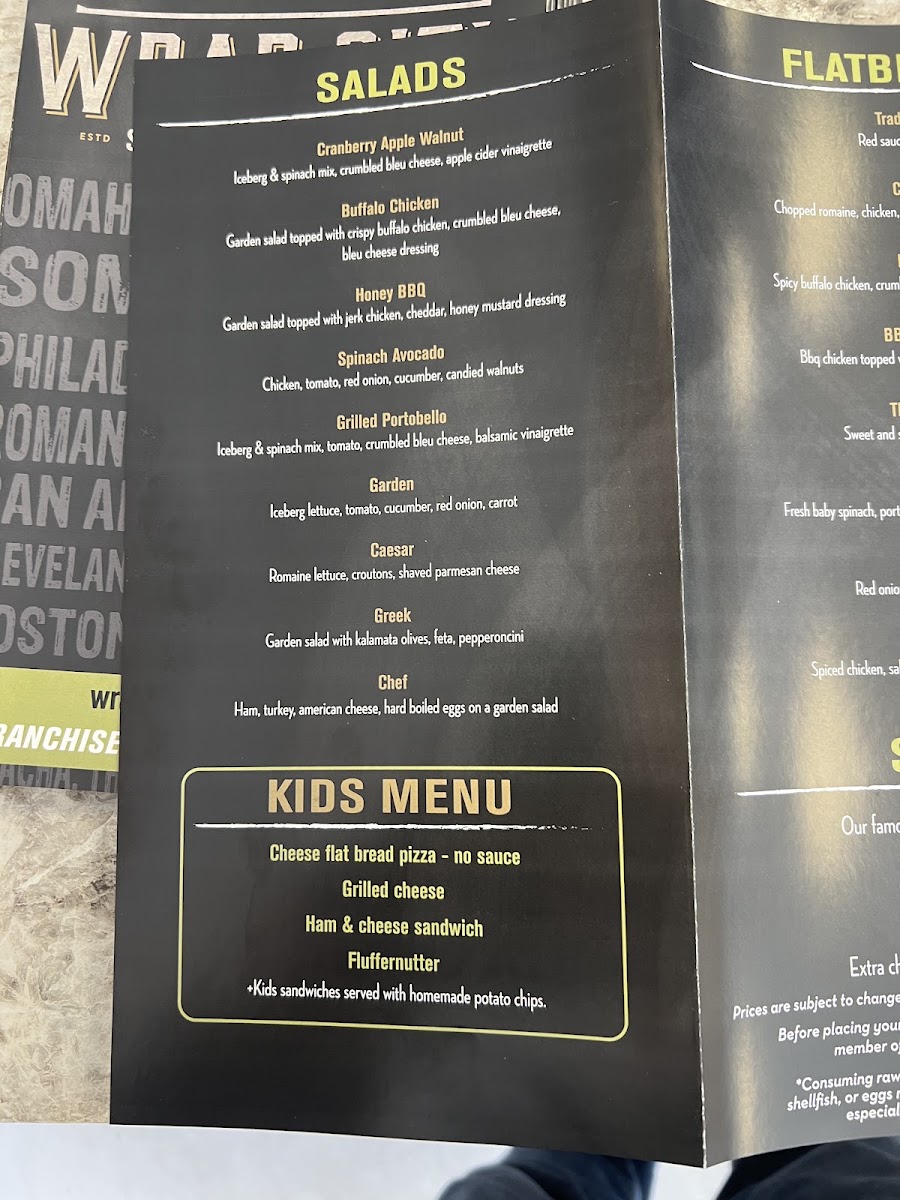 Wrap City Sandwich Co. menu board
