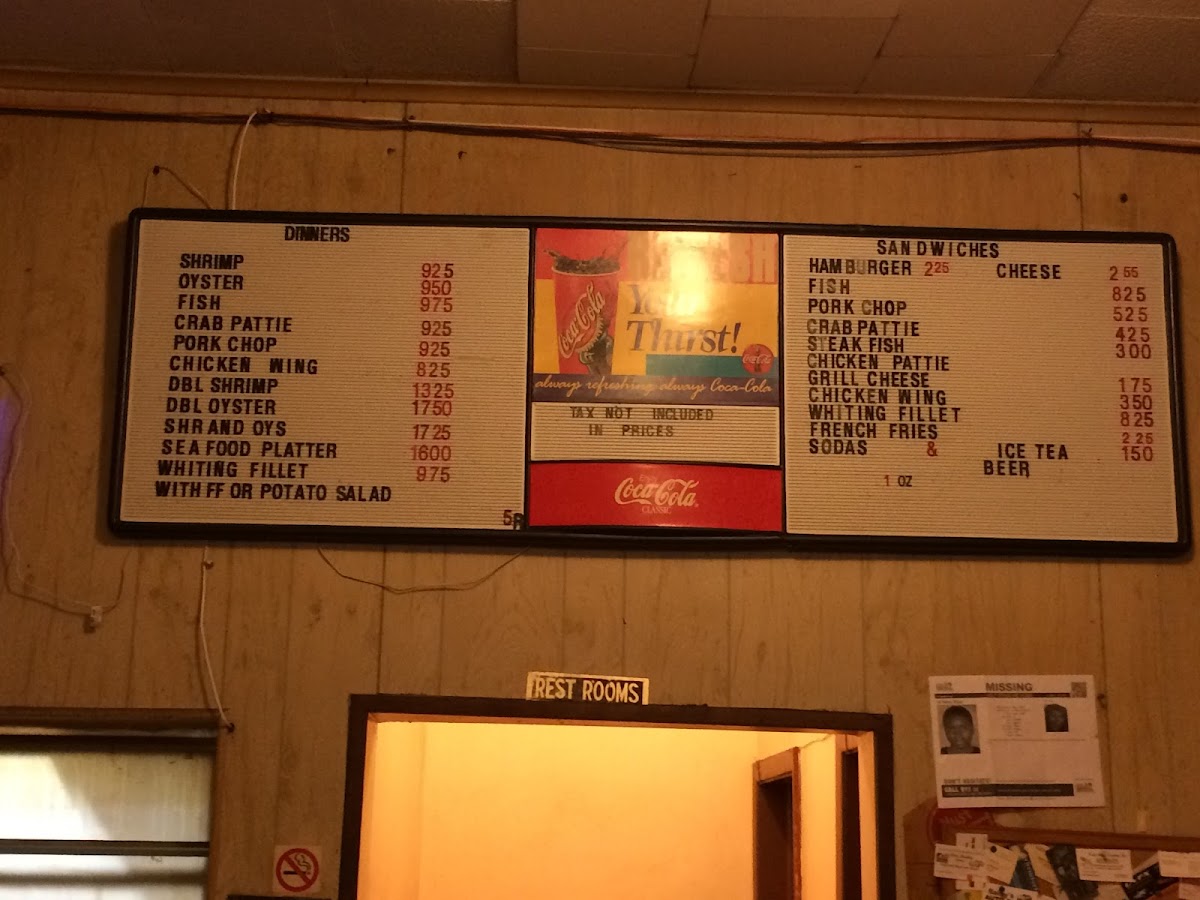 Nesbit Restaurant menu board