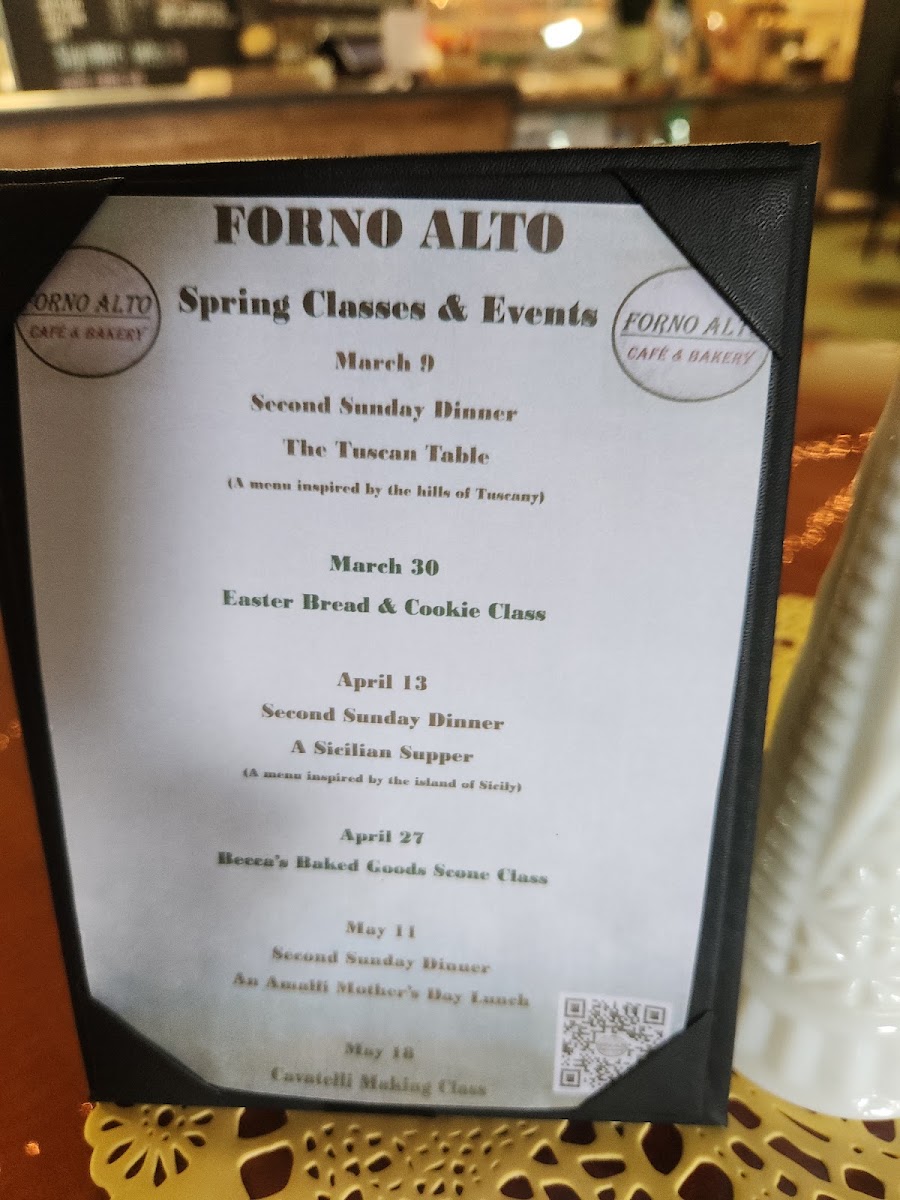 Forno Alto menu board