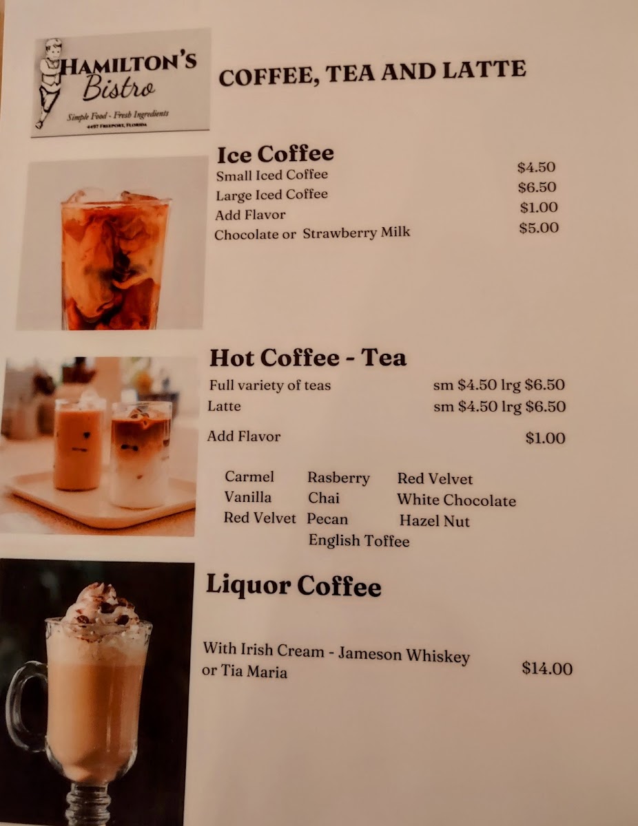 Hamilton's Bistro menu board