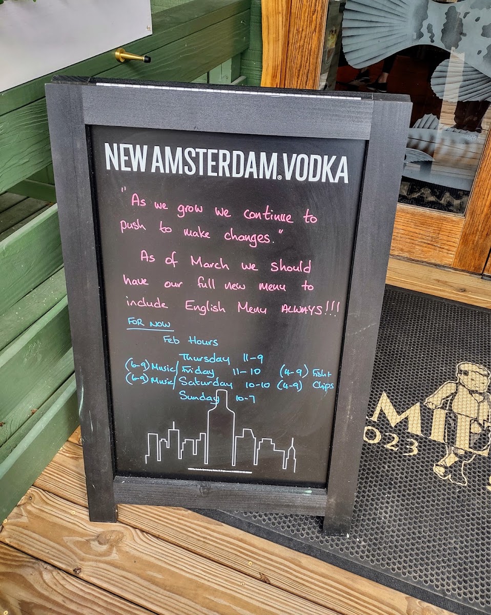 Hamilton's Bistro menu board