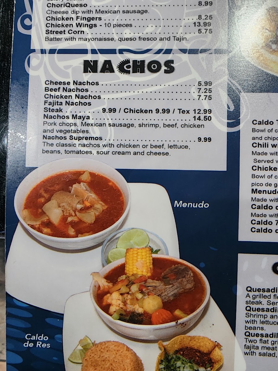 Los Mayas Mexican Grill Piedmont menu board