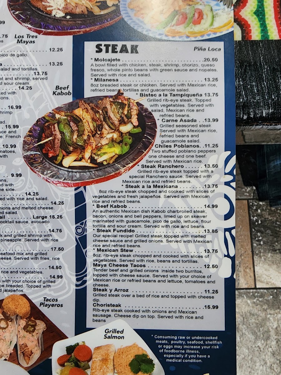 Los Mayas Mexican Grill Piedmont menu board