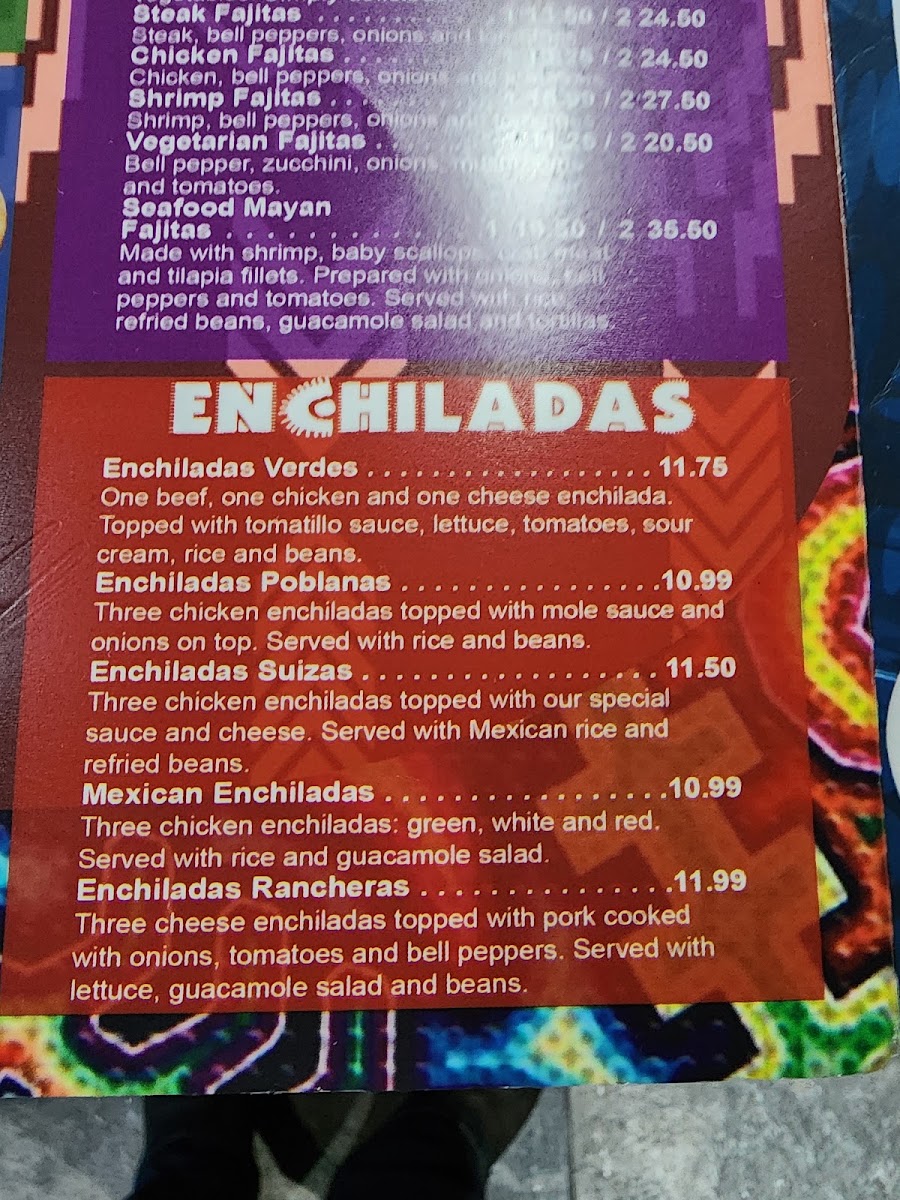 Los Mayas Mexican Grill Piedmont menu board