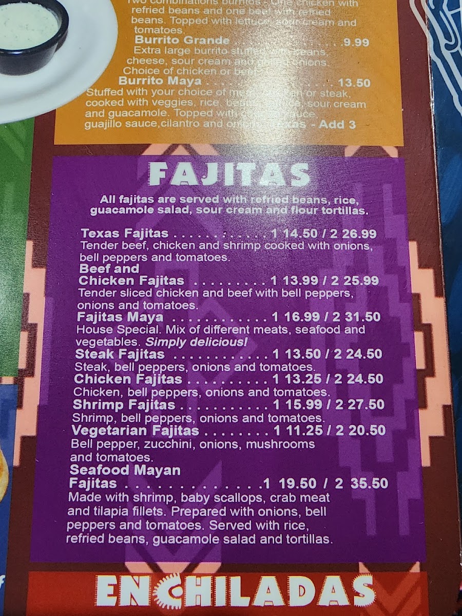 Los Mayas Mexican Grill Piedmont menu board