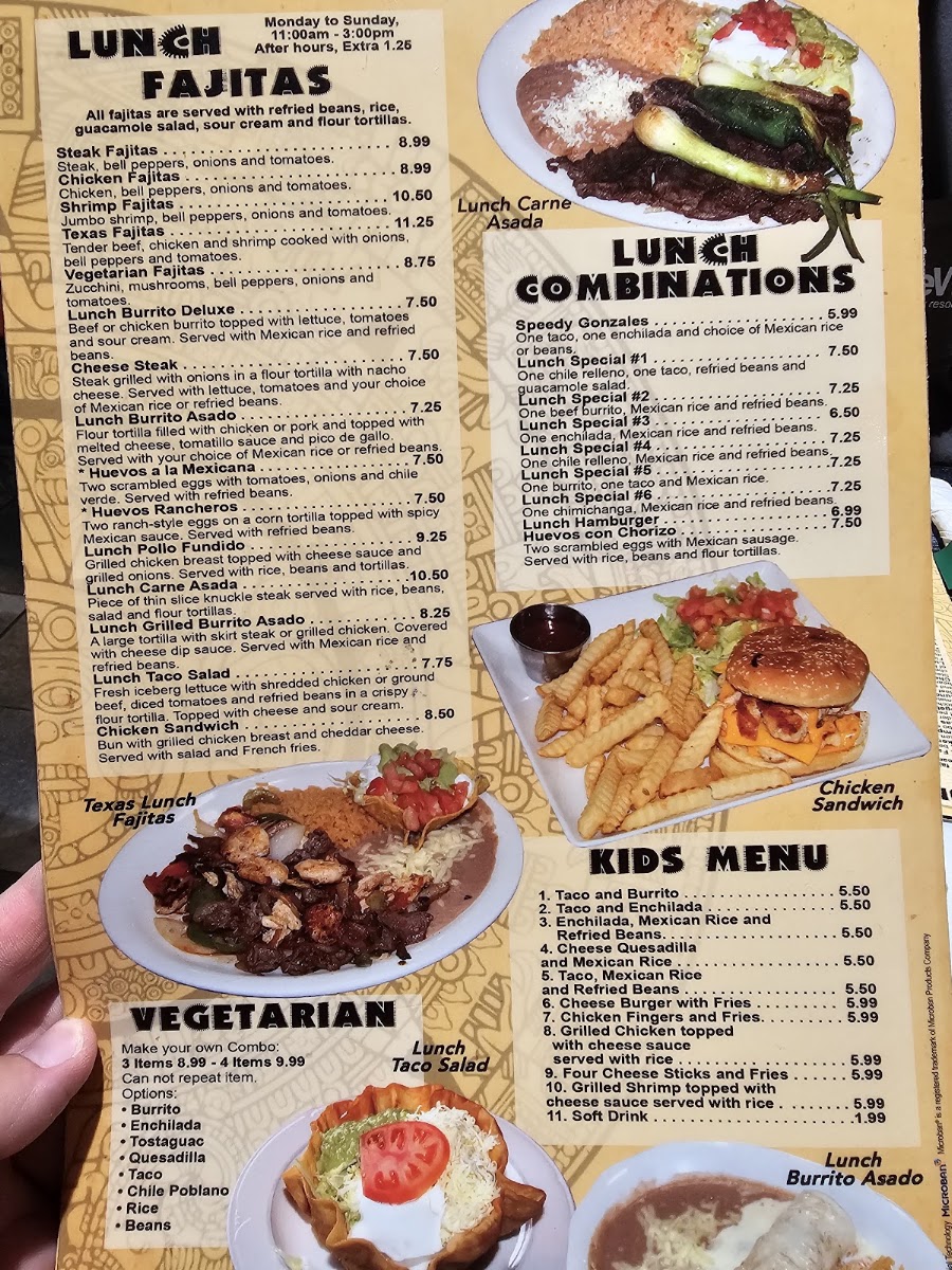 Los Mayas Mexican Grill Piedmont menu board