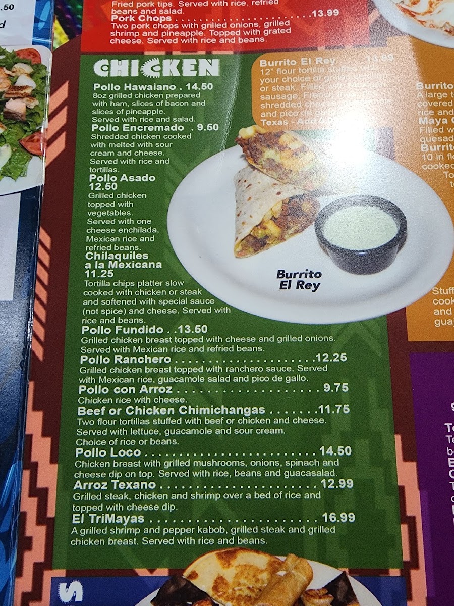 Los Mayas Mexican Grill Piedmont menu board