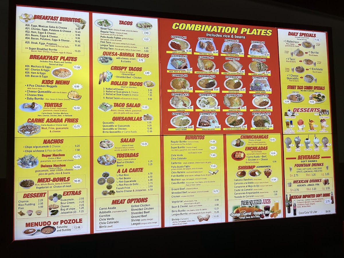 El Forastero Mexican Food menu board