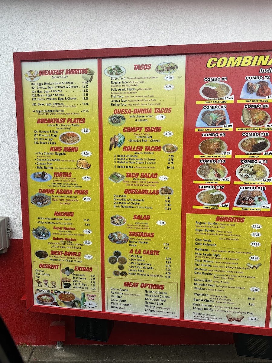 El Forastero Mexican Food menu board