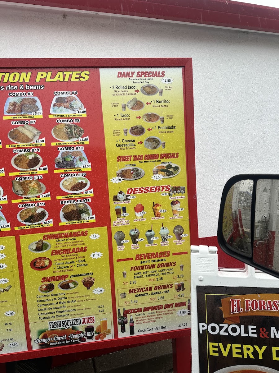 El Forastero Mexican Food menu board