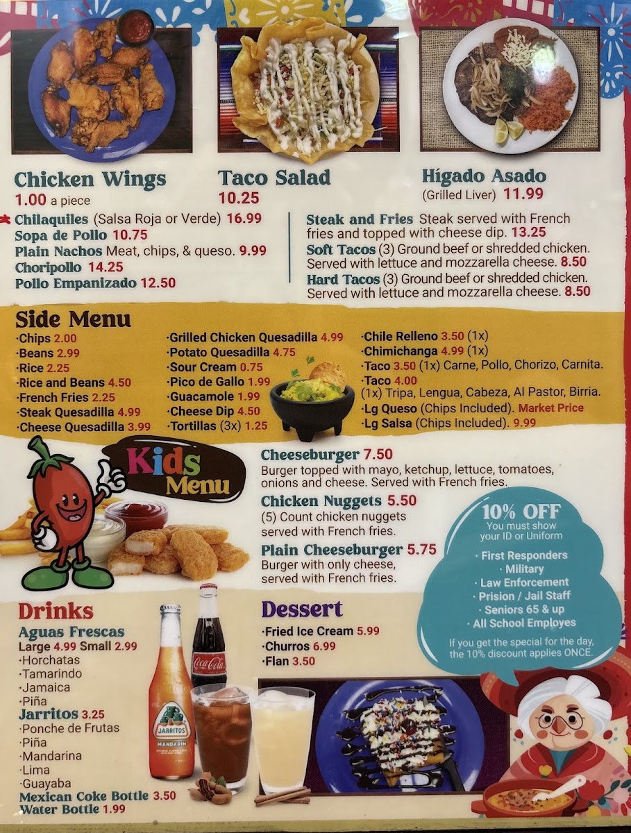 Sazon de Abuela menu board