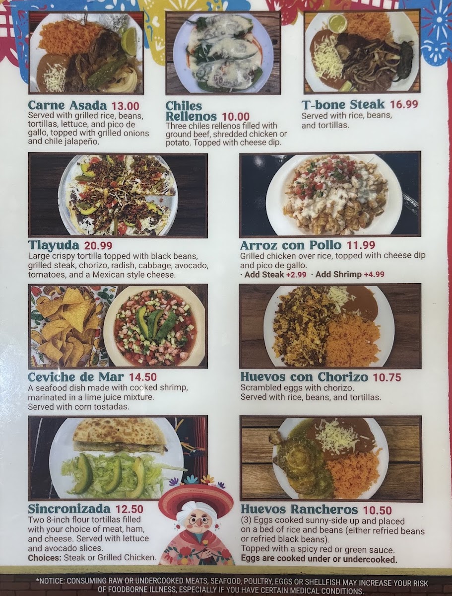 Sazon de Abuela menu board