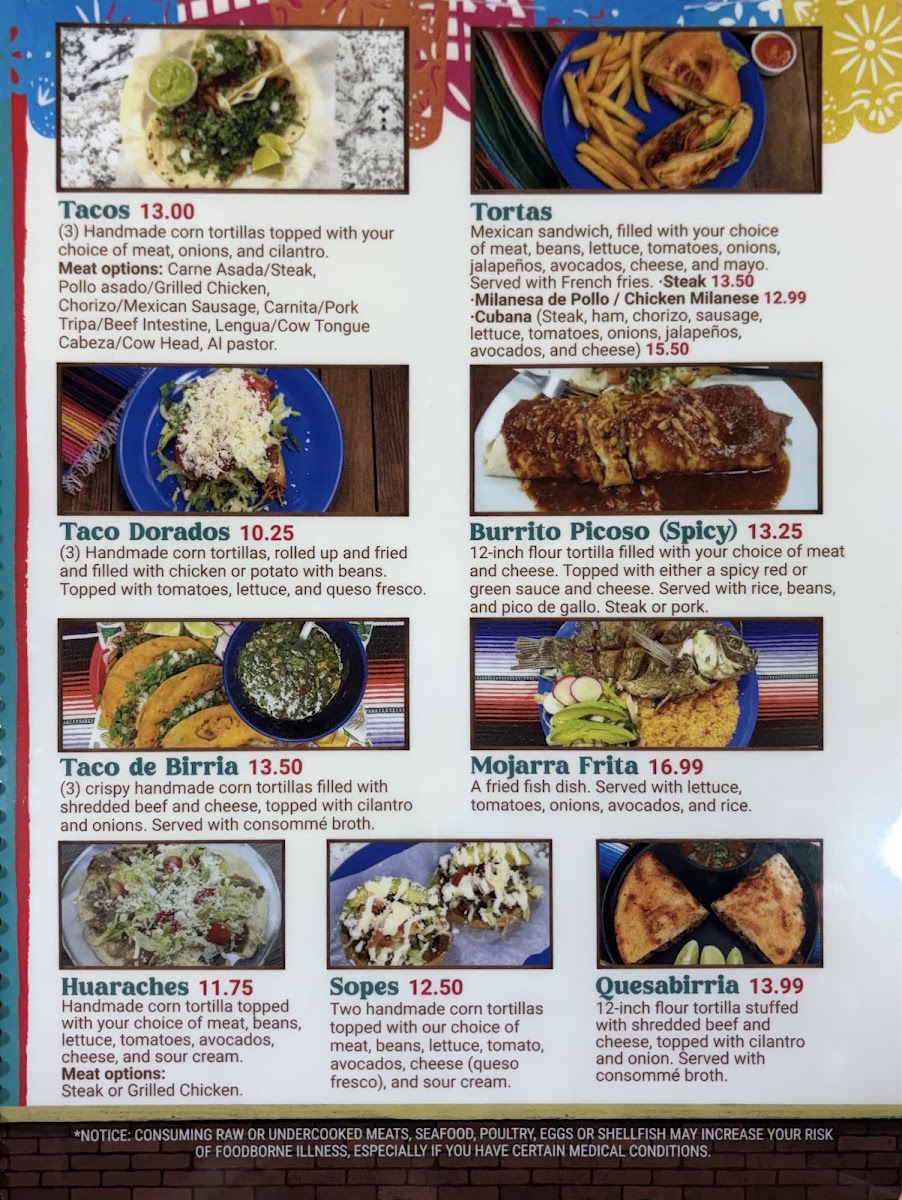 Sazon de Abuela menu board