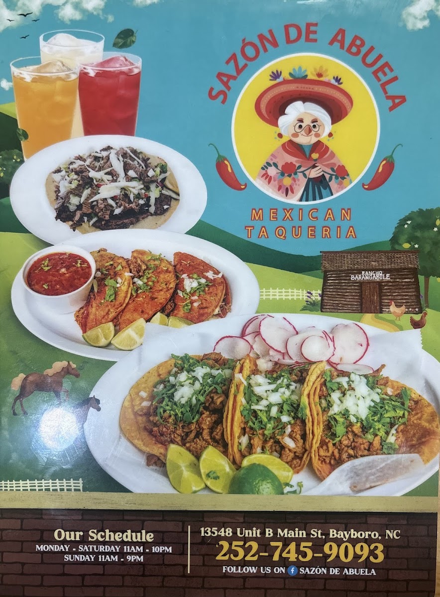 Sazon de Abuela menu board