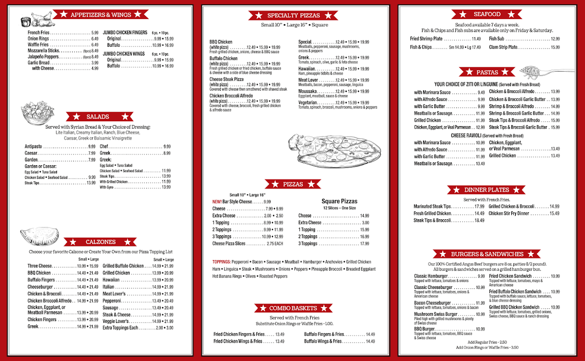 Famous Pizza Braintree menu board