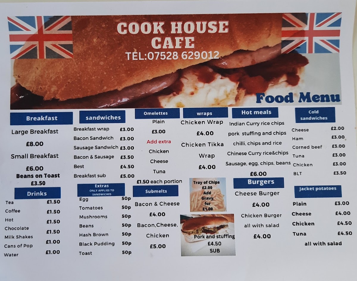 Cook House Cafe menu board