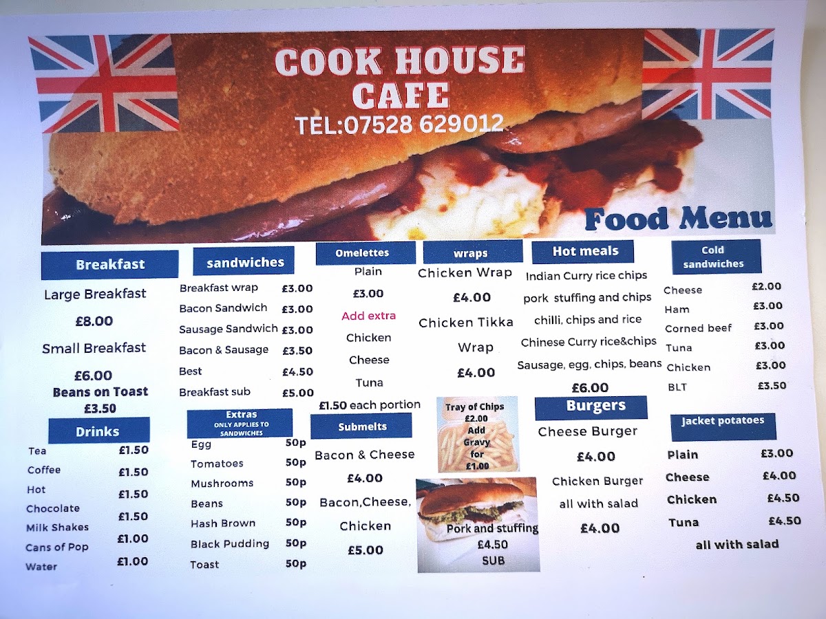 Cook House Cafe menu board