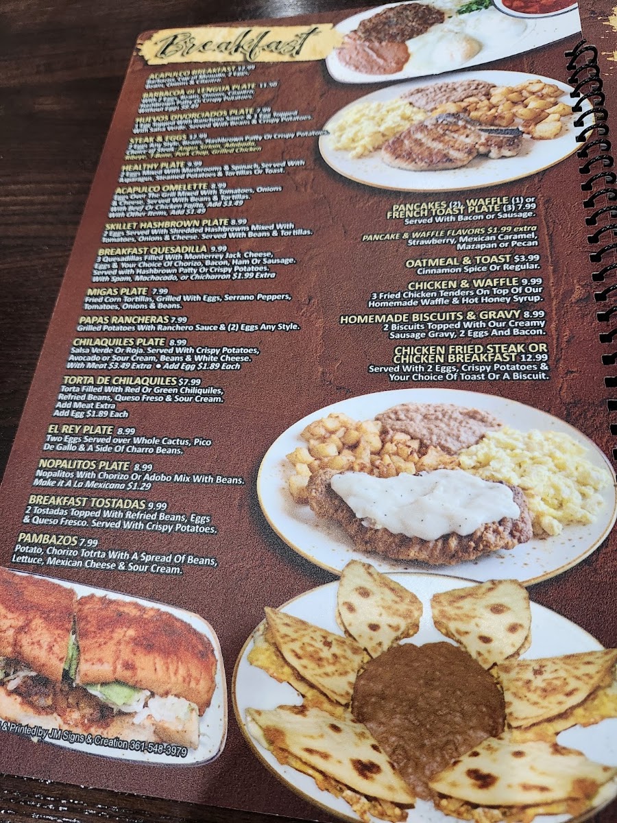 Acapulco Bar & Grill menu board
