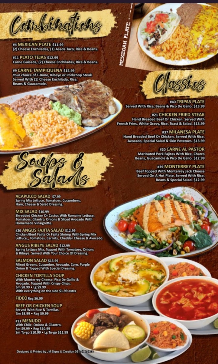 Acapulco Bar & Grill menu board