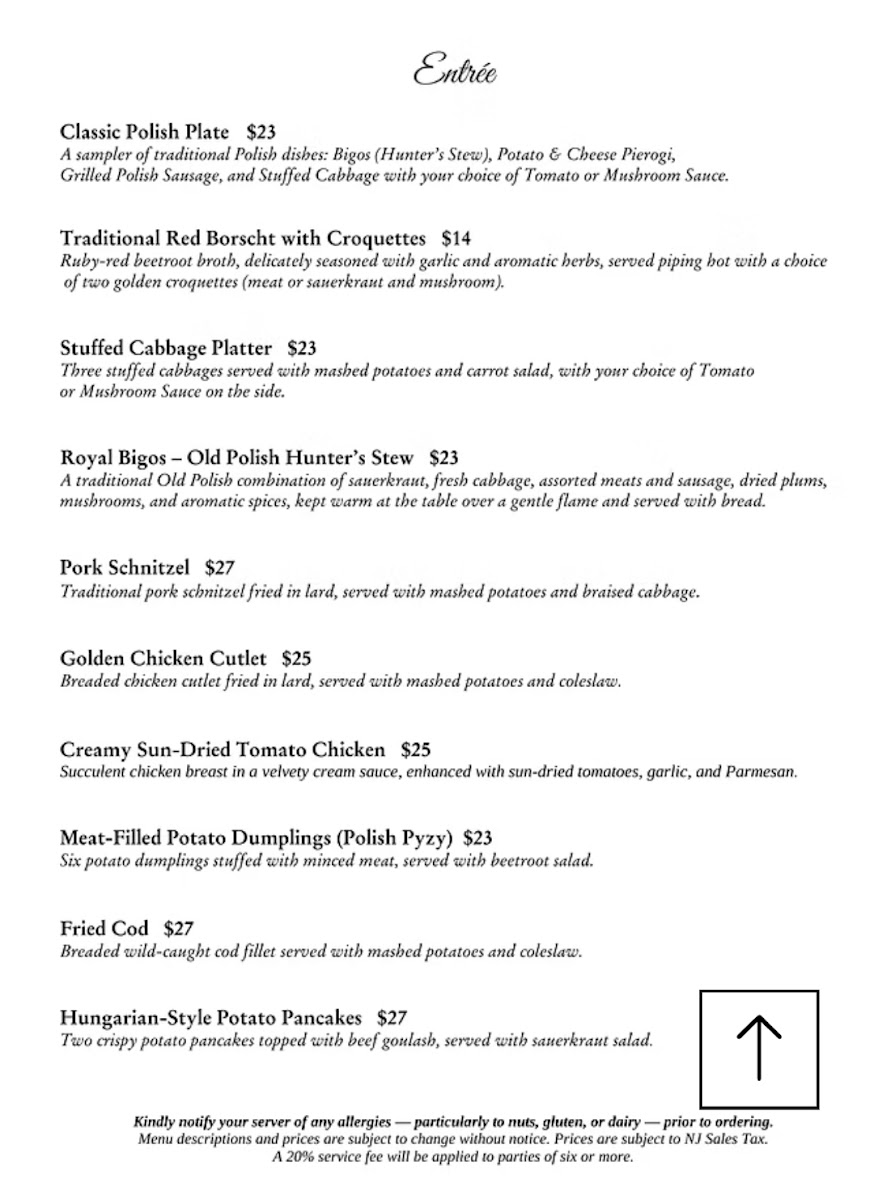 Polish Plates menu board