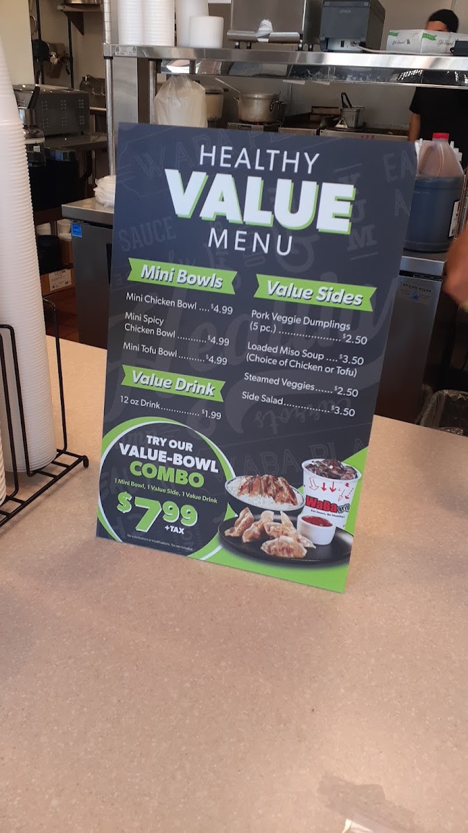 WaBa Grill menu board