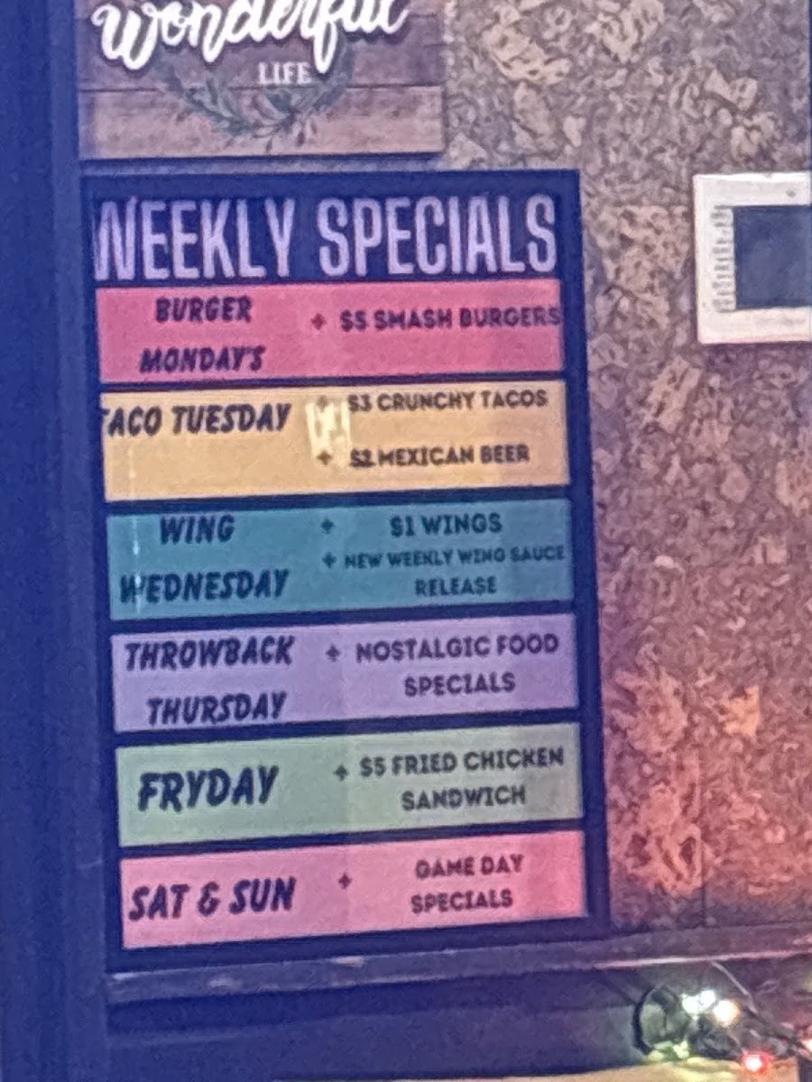 Thunder Chief menu board