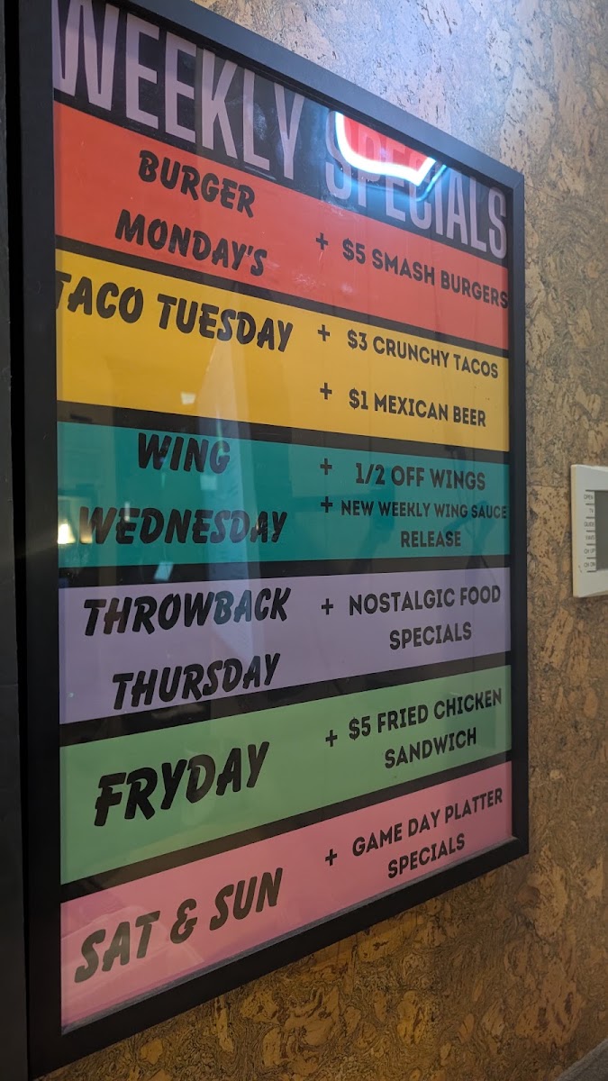 Thunder Chief menu board