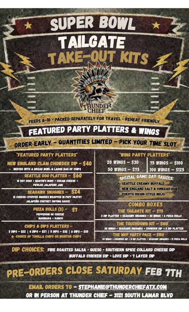 Thunder Chief menu board