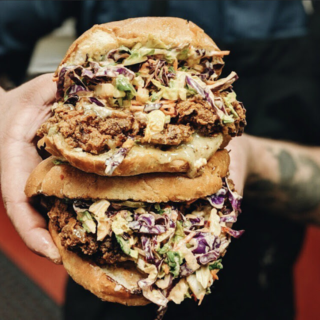 Pickled Slaw Hot Honey Aioli Brioche Bun