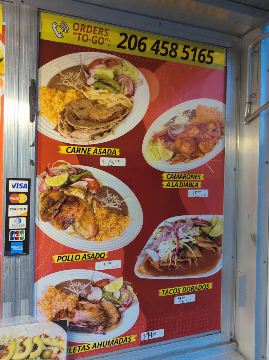 El Oasis (Food Trailer) menu board